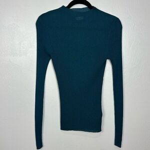 ENVII Dark Green Ribbed Knit Long Sleeve Fitted Top Size L